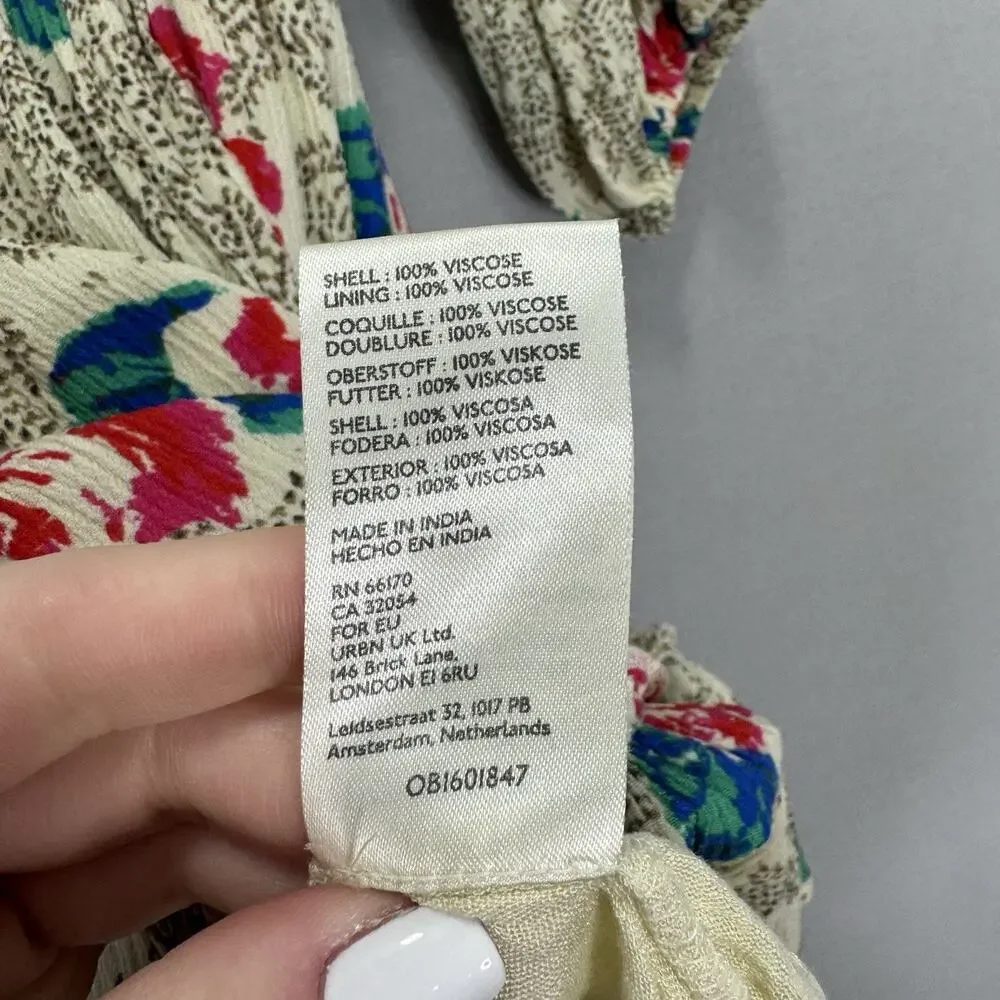 Free People Endless Summer Picnic Mini Dress Womens Large Cream Floral Babydoll - Picture 15 of 15